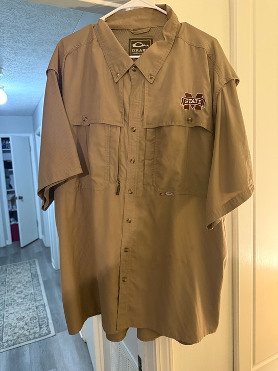 Drake Other - Drake Khaki Short-Sleeve Button-Up Shirt with State Patch